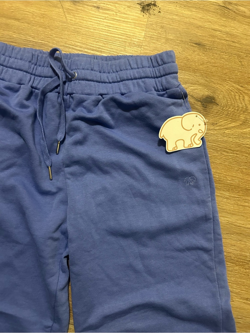 ivory ella Blue Kids Drawstring Joggers with Elephant Logo